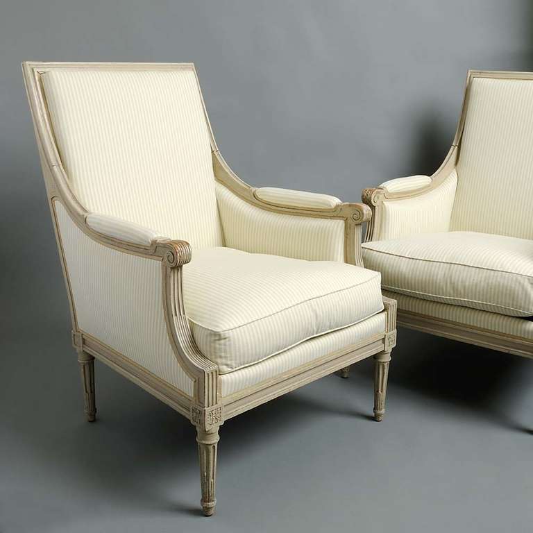 Large Pair of French Armchairs at 1stdibs