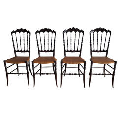Chiavari Set of Four Wooden Chairs, 1960