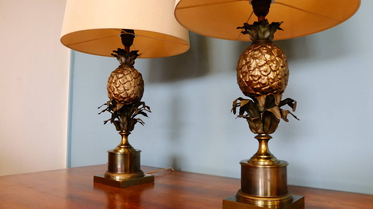 Mid-Century Modern Pair of Maison Charles Ananas Lamps