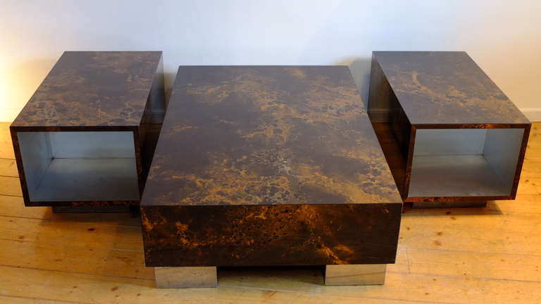 1970's Set of Three Solar Laminate Coffee Tables In Good Condition In Couzon au Mont d'Or, FR