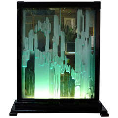 1940
s Art Deco Laquered Mirror Lamp