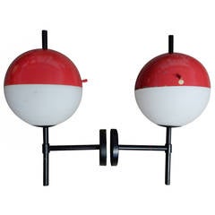 1960 Stilnovo Pair of Bi-Color Sconces
