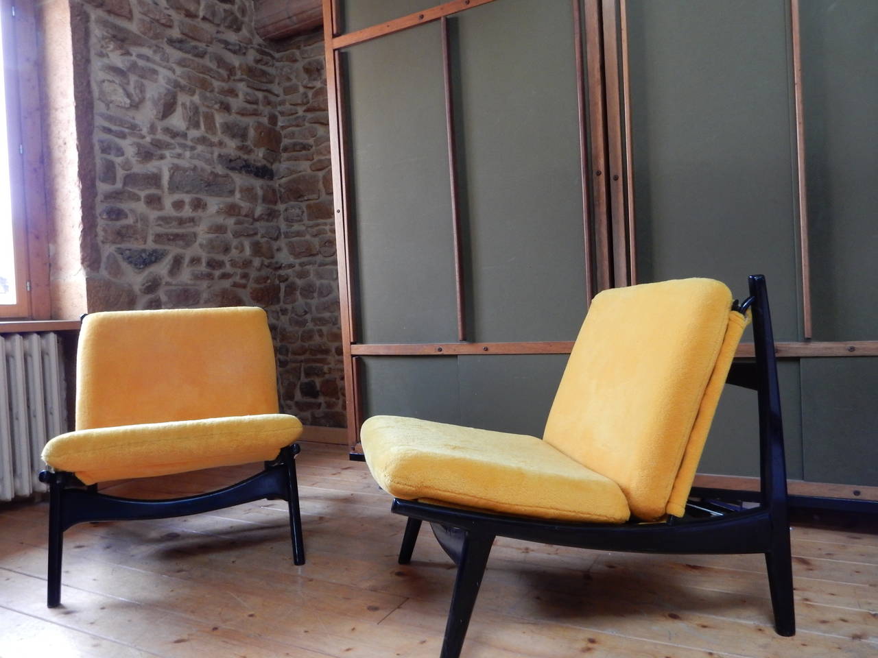 20th Century Joseph Andre Motte Pair of Armchairs for Steiner
