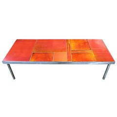 1960 Roger Capron Red Coffee Table Lave