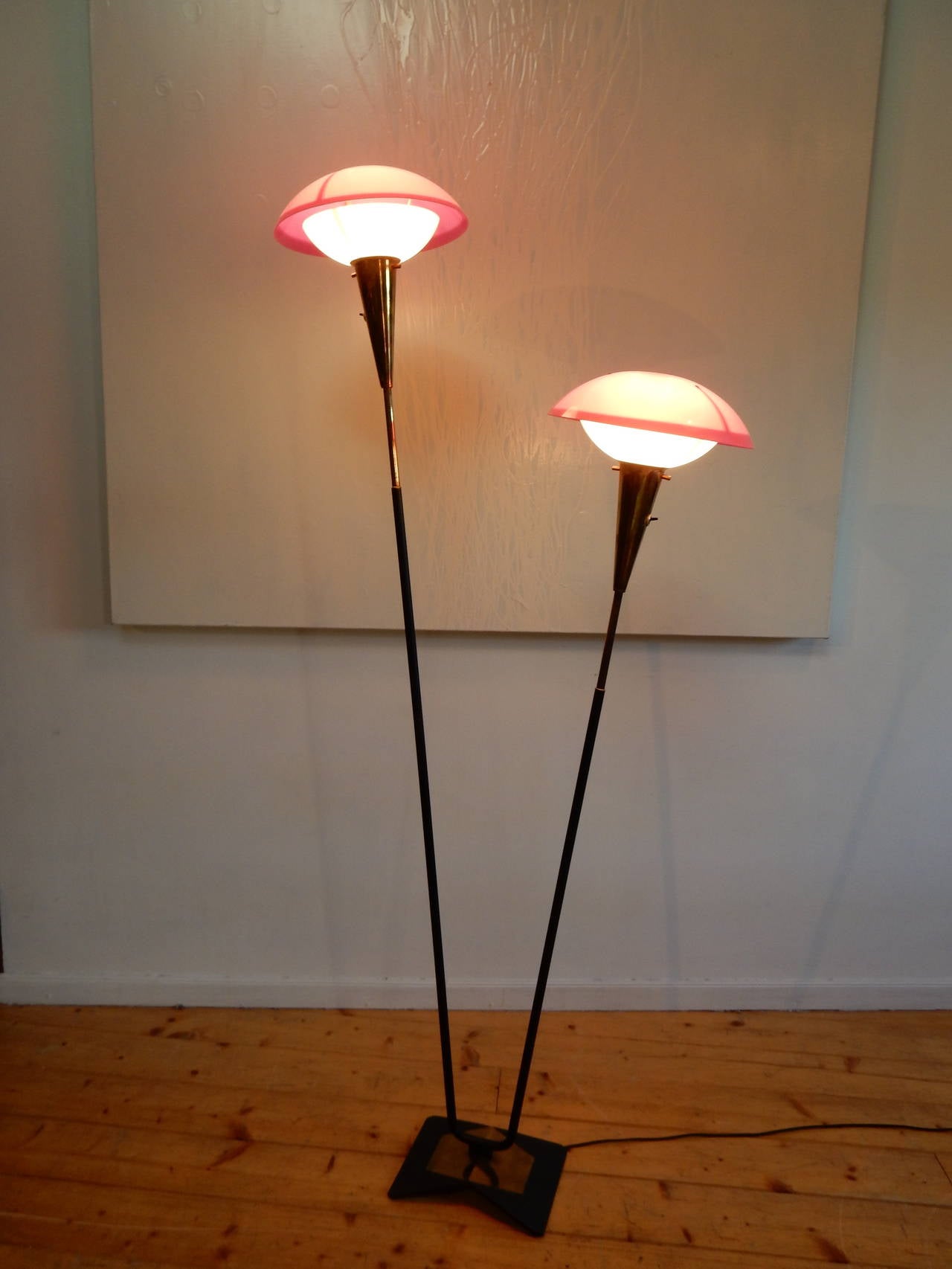 A Beautiful 2 Lights Stilnovo 1960 Floor Lamp 3