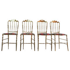 1940 Set of Four Golden Bronze Chiavari Chairs
