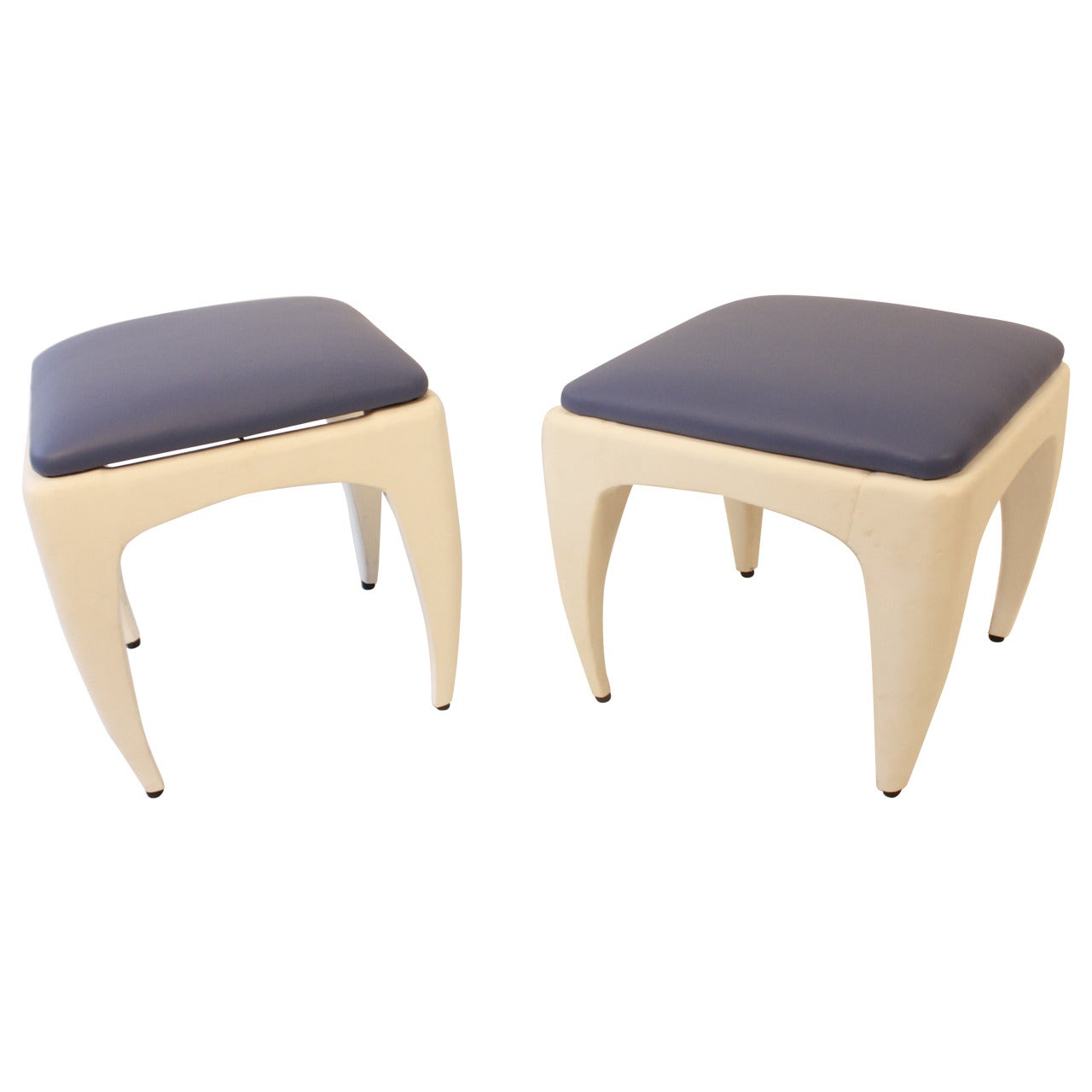 Pair of 1950s Leather Stools by G. Ulrich