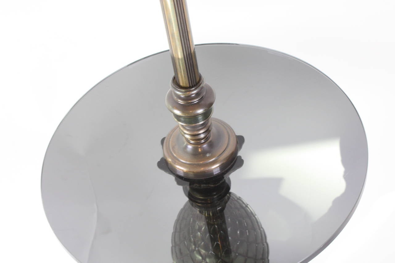 Belgium 1970s Brass and Glass Floor Lamp with Table In Good Condition In London, GB