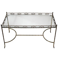1950s French Glass and Brass Coffee Table