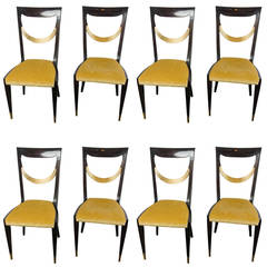 Set of Eight Dining Chairs by P. Buffa, Italian