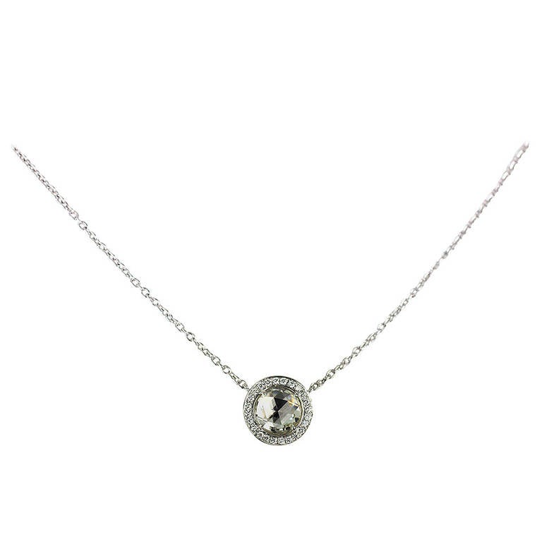Rose Cut Diamond Platinum Necklace at 1stDibs