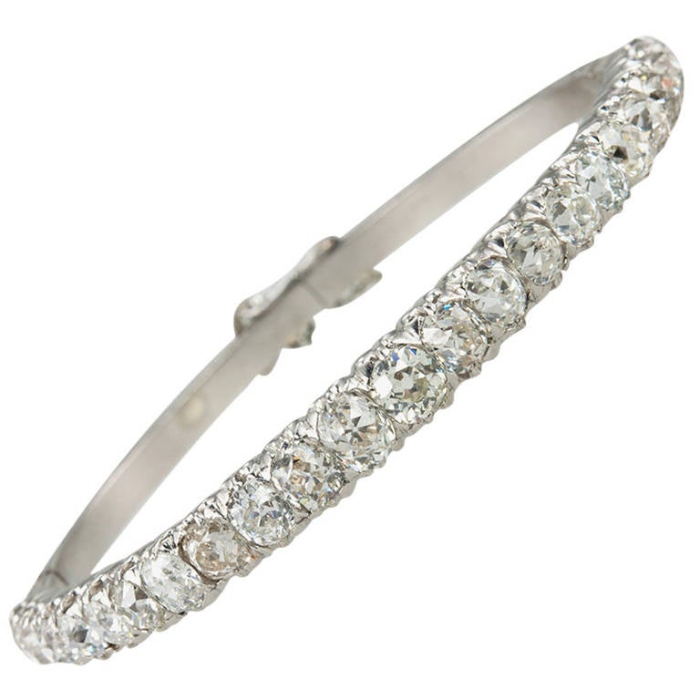 Old Mine Cut Diamond Bangle Bracelet For Sale