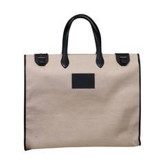 Hermes Tall Tote in Toile and Leather