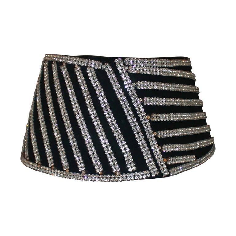 Jiki Black & Rhinestone Wide Belt - 40