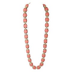 Lanvin Gold Carved Coral Necklace