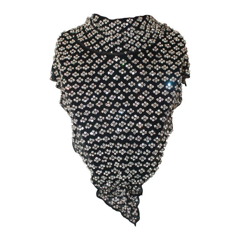 Unknown Vintage Black Rhinestone Bib Necklace