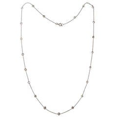 1950s Platinum Diamond by The Yard Bezel Set Chain Necklace