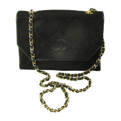 1989- 1991 CHANEL Black Suede Bag with "CC"