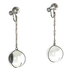 "Pools of Light" Rock Crystal and Sterling Drop Earrings