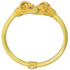 Ilias Lalaounis Ram's Head Gold Bangle Bracelet
