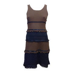Chanel Brown and Navy Knit Dress