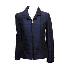 Chanel Navy Quilted Nylon Jacket
