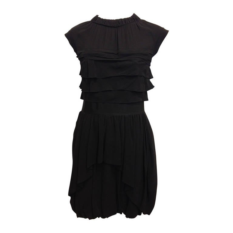Nina Ricci Black Ruffled Dress For Sale at 1stdibs
