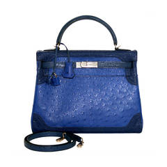 Hermès 32 cm Tricolor Ostrich Ghillies Kelly Bag- Permabrass HW