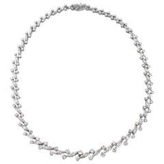 13.5 Carat Platinum Marquise- and Round-Cut Diamond Necklace 9