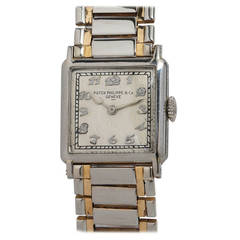 Vintage Patek Philippe White Gold Square Hinged Wristwatch with Bracelet circa 1930s