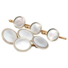 1920s Vintage Mother of Pearl and Gold Stud Set