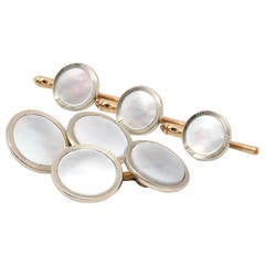 1920s Antique Mother of Pearl and Gold Stud Set