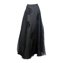 1990s Melisa Eng black silk organza & sequin evening skirt