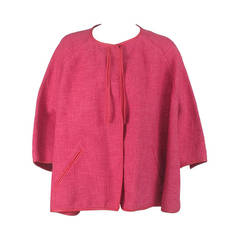 1950s Bonnie Cashin pink linen & leather jacket