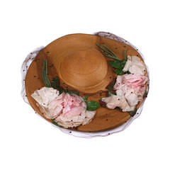 Antique Straw Hat with Silk Roses 5