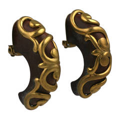 Dominique Aurientis Teak and Gilt Half Hoops