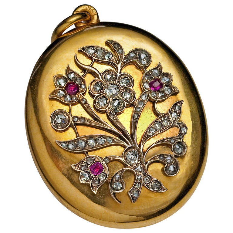 Antique Russian Jeweled Gold Locket by Friedrich Koehli