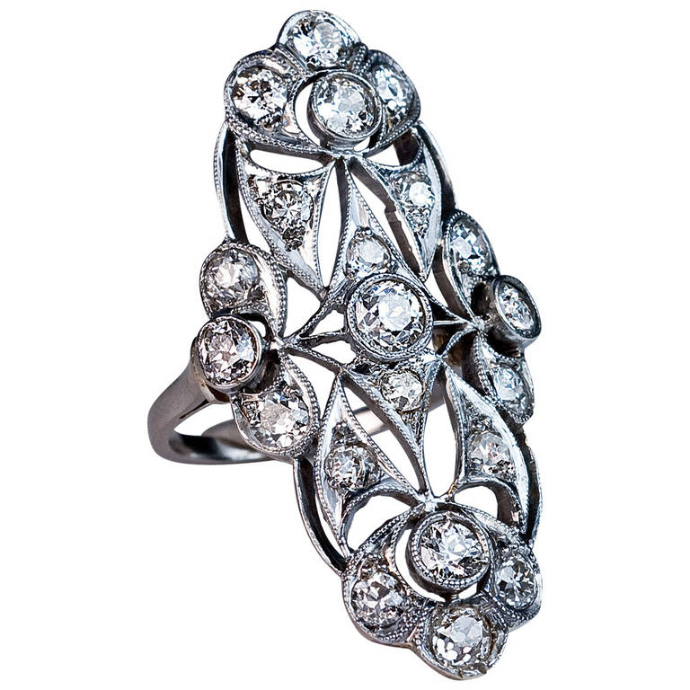 Antiker französischer langer Diamantring
