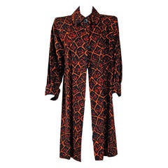 1970's Yves Saint Laurent Leopard Animal Print Cotton-Twill Trench Coat Jacket 1