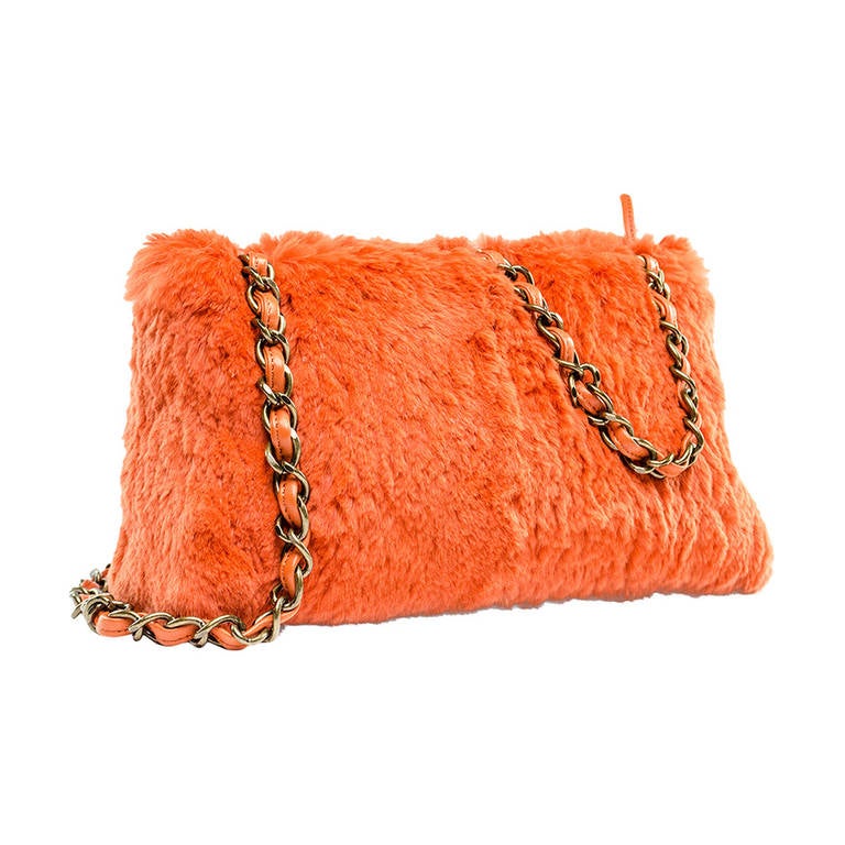Chanel Orange Fur Bag For Sale