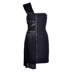 VERSACE One Shoulder Black Studded Dress