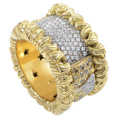 H. Stern Wide Yellow Gold Diamond Pave Band Ring