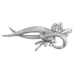 Large Diamond Platinum Brooch