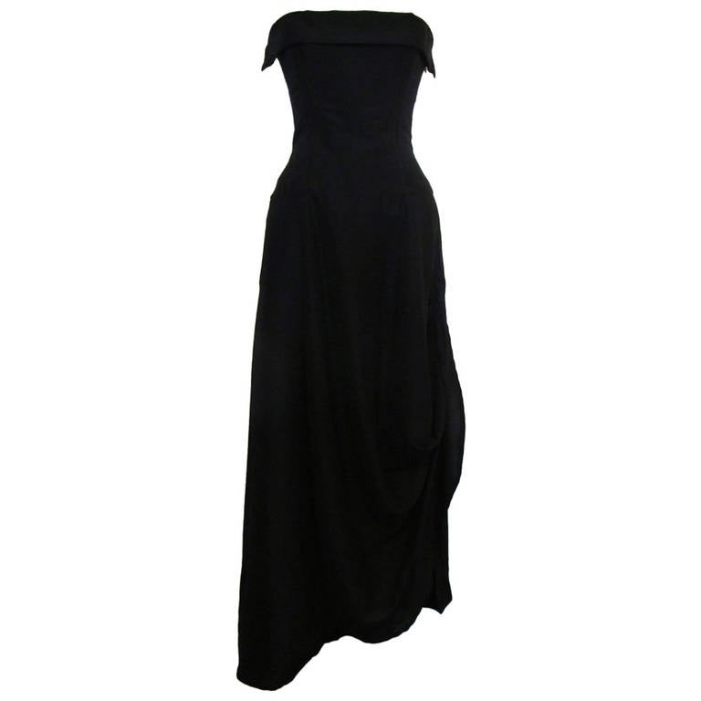 Yohji Yamamoto Chic Black Evening Gown For Sale at 1stDibs