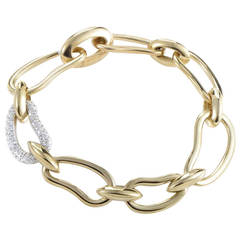 Pomellato Yellow and White Gold Pave Link Bracelet