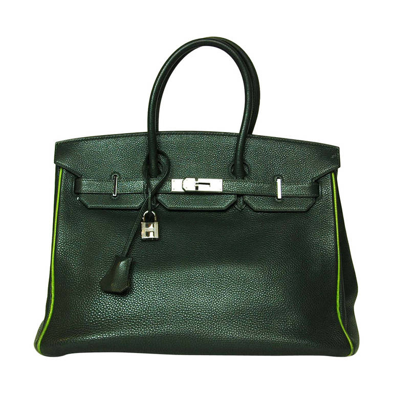 Hermes '05 Special Order Vert Fonce/Anis/Chartreuse 35cm Togo Leather Birkin Bag