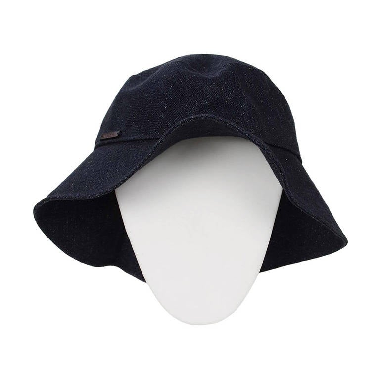 Chanel Dark Denim Floppy Beach Hat sz 57