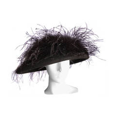 Ostrich Feather Wide Brim Hat