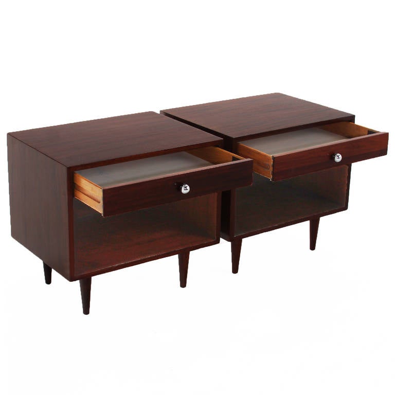 American Pair of Walnut Night Stands by Harvey Probber