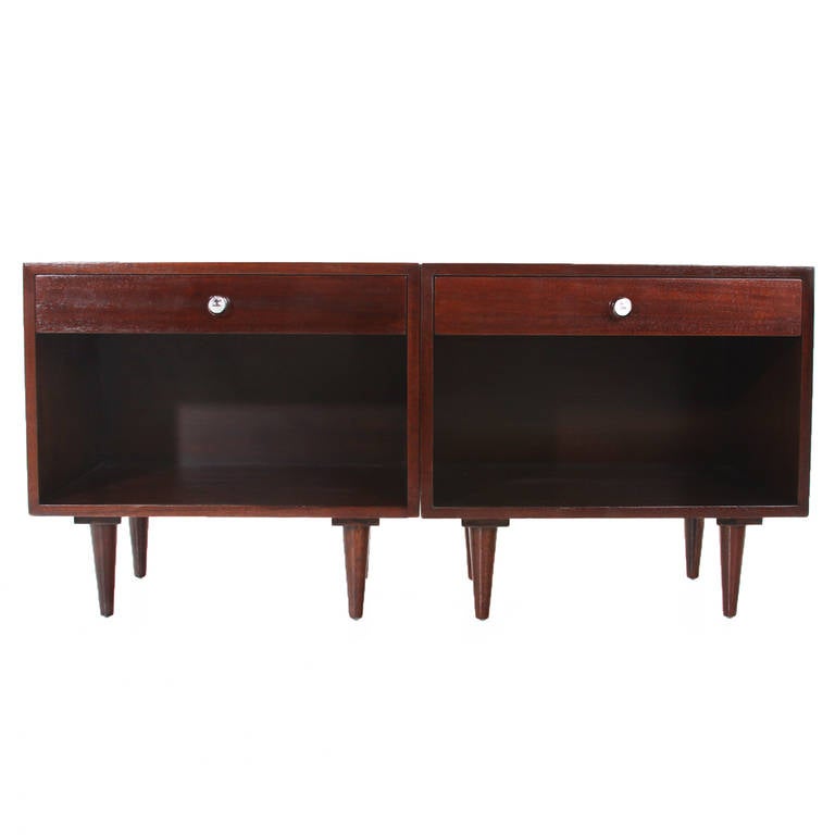 Pair of Walnut Night Stands by Harvey Probber 1